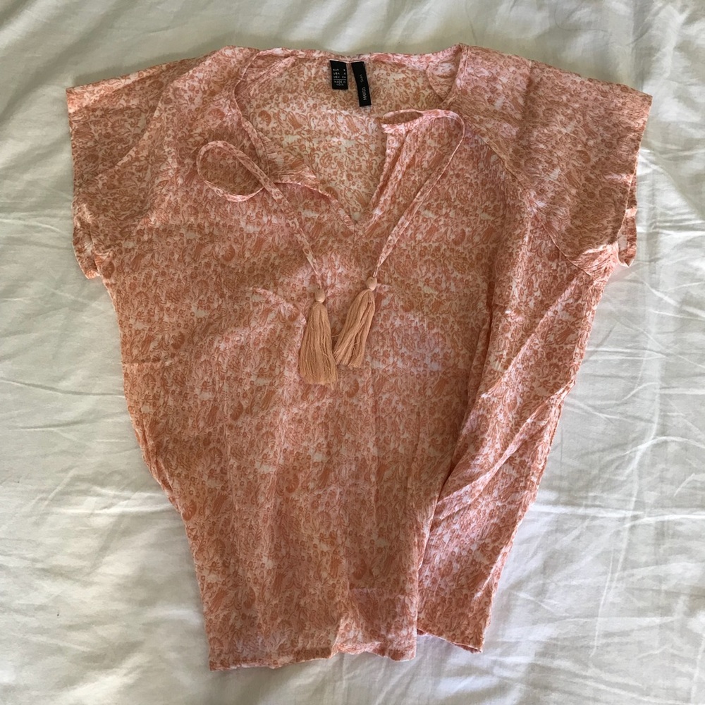 SOLD Mango floral print short sleeve summery top